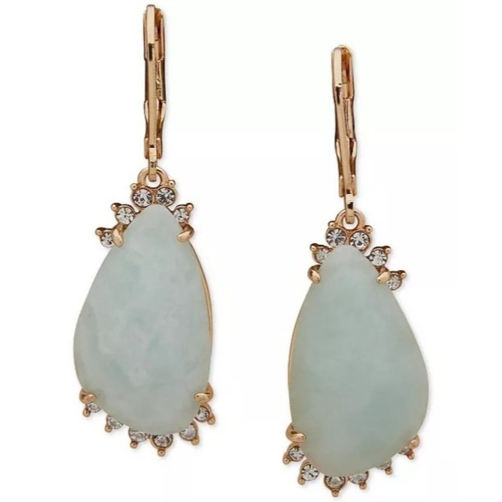 lonna & lilly Pave & Crackled Stone Drop Earrings in Gold MSRP $26 NWT